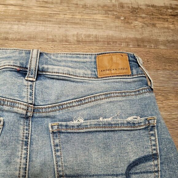 AMERICAN EAGLE HI-RISE RAW HEM DENIM MINI SKIRT SIZE 0 - Picture 4 of 7